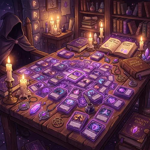 Enchanting Purple Cards and Mystical Decor