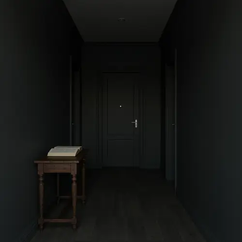 Mysterious Dark Hallway with Unique Features