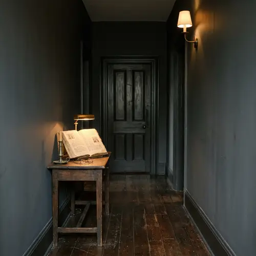 Mysterious Dark Hallway with Unique Features