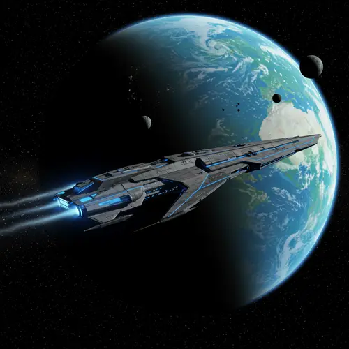 Starship Voyage Through Space and Planets
