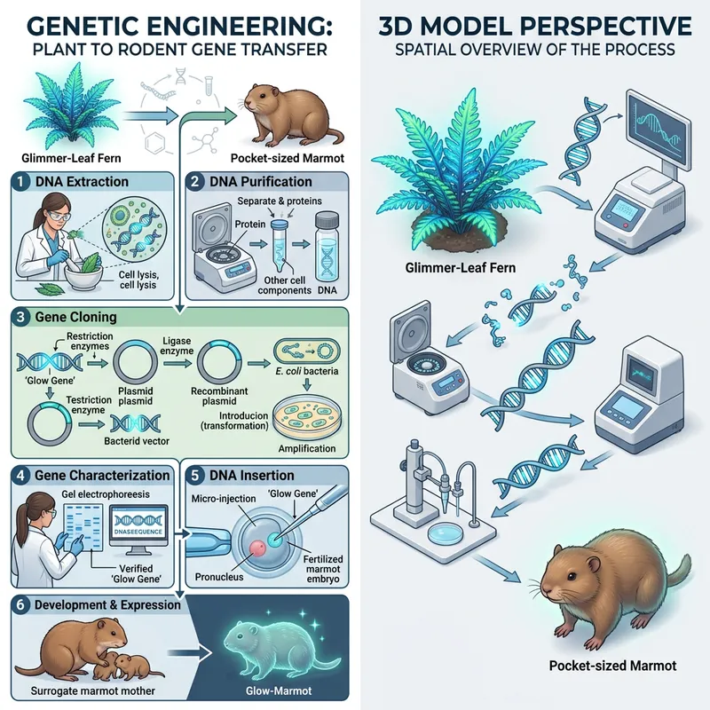 Genetic Engineering Process: Creating DNA Donor Plant & Recipient Rodent