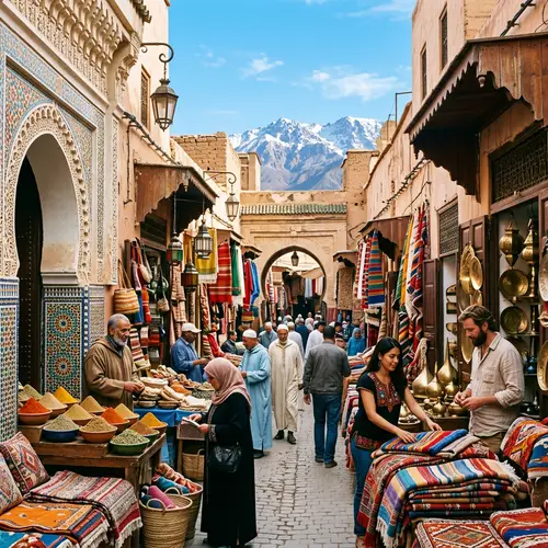 Vibrant Souk Market in Marrakesh | Rich Textiles, Spices & Architecture