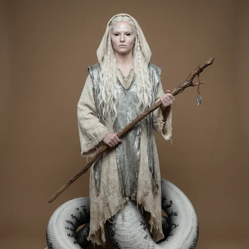 Albino Yuan-ti Priestess: Fantasy Character Design