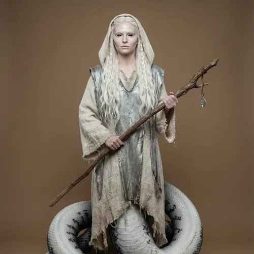 Albino Yuan-ti Priestess: Fantasy Character Design