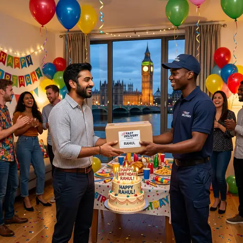 Colorful Birthday Celebration with Big Ben Background