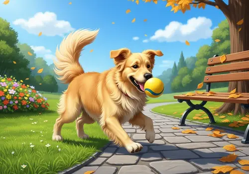 Joyful Golden Retriever Playing in the Park