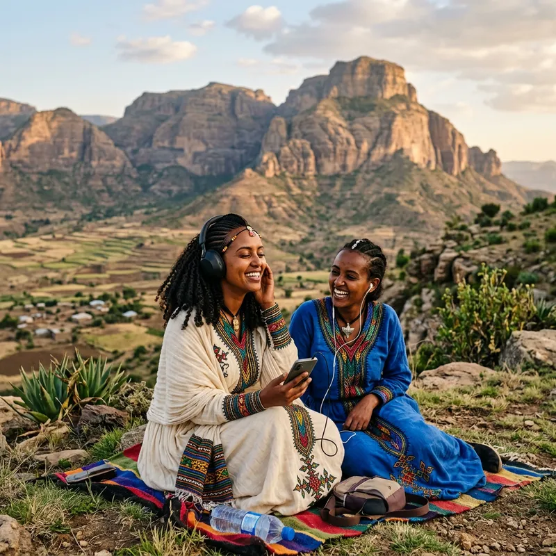 Ethiopian Celebrities Enjoying Music in Nature