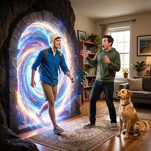 Shining Portal Encounter: Human, Dog, and a Surprise