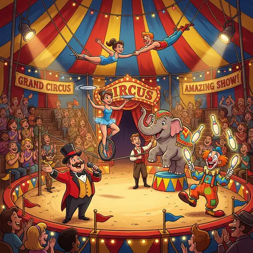 Animated Cartoon Circus Scene Illustration