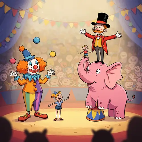 Animated Cartoon Circus Scene Illustration