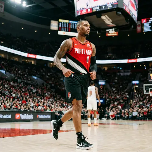 Muscular NBA Player in Blazers Jersey