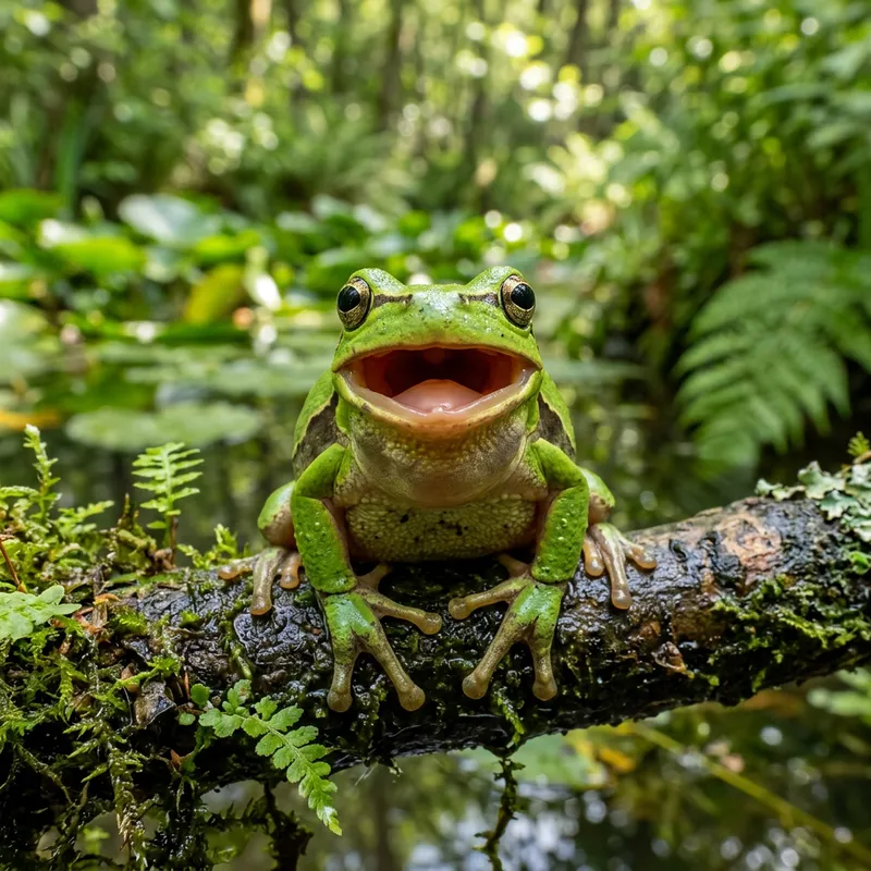 Green Frog Singing - Nature's Chorus Leader