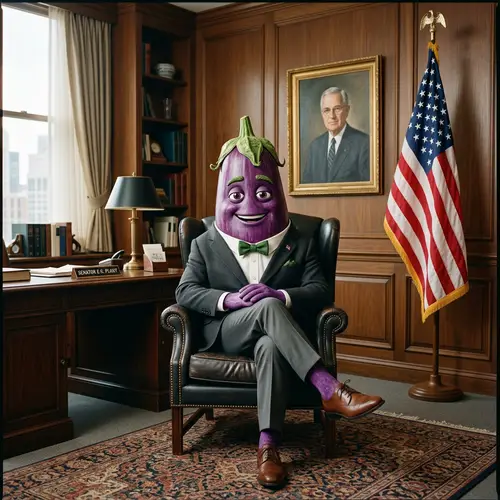 Eggplant Office | Quirky Character in Professional Setting