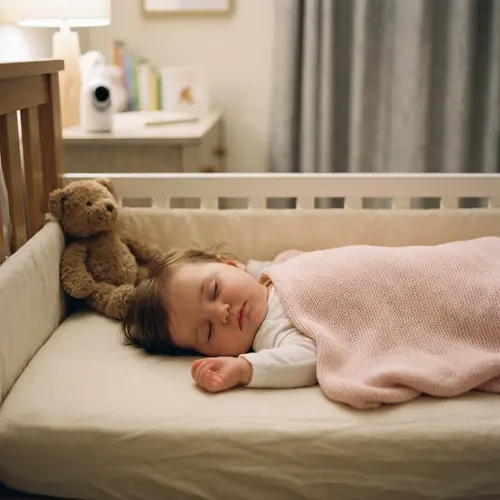 Tranquil Sleeping Baby Girl Under Soft Pink Blanket