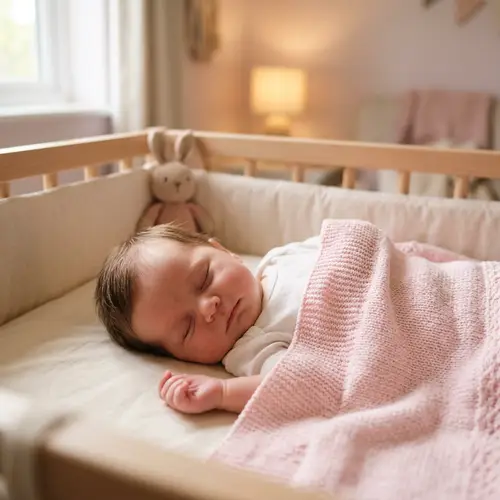 Tranquil Caucasian Newborn Baby Girl Sleeping Peacefully