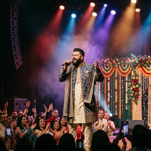 Passionate South Asian Male Singer Performing on Stage