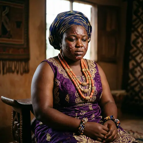 Fat African Princess Portrait with Oozing Pimples