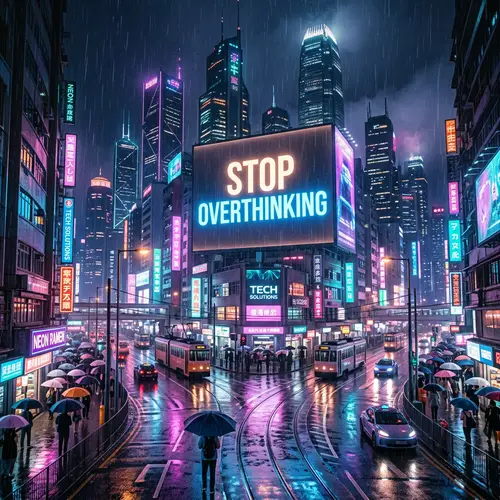 Vibrant Cityscape in Neon Lights | Stop Overthinking