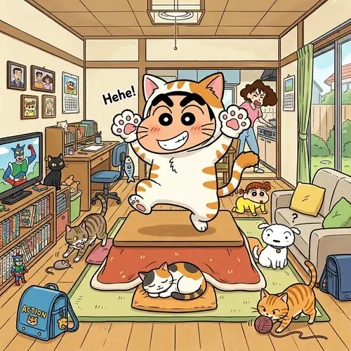 Cat Shinchan - Cute and Playful Feline Friends