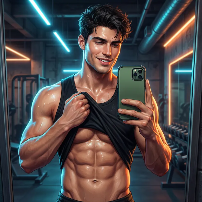 Handsome Model with Six-Pack Abs in Gym Handsome Model with Six-Pack Abs in Gym