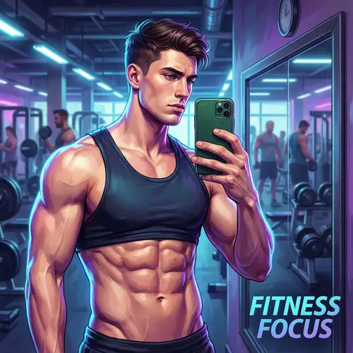 Handsome Model with Six-Pack Abs in Gym