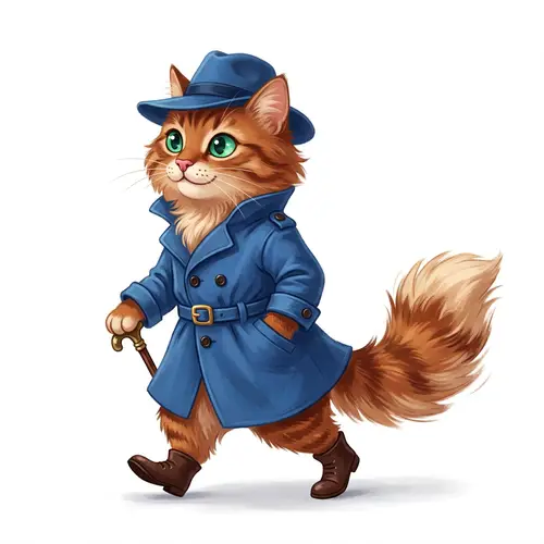 Stylish Medium-Haired Feline in Vibrant Casual Attire