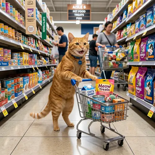Adorable Cat Shopping in Supermarket | Pet Grocery Fun