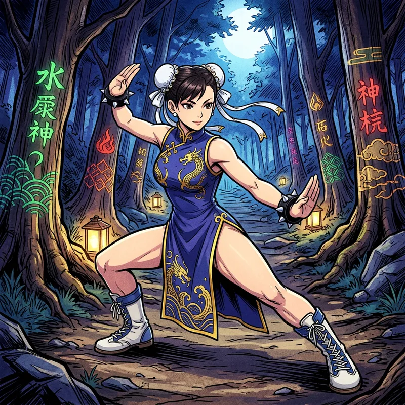Chun-Li in Demon Slayer Style - Art Inspired by Game Chun-Li in Demon Slayer Style - Art Inspired by Game