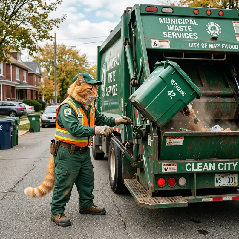 Orange Cat Waste Collector | Adorable Feline Worker Orange Cat Waste Collector | Adorable Feline Worker