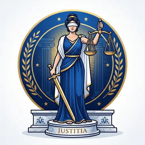 Elegant Lady Justice Illustration - Modern Logo Design