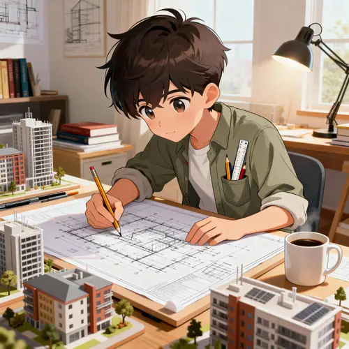 Anime Architect Boy: Blueprint Designs & Passion