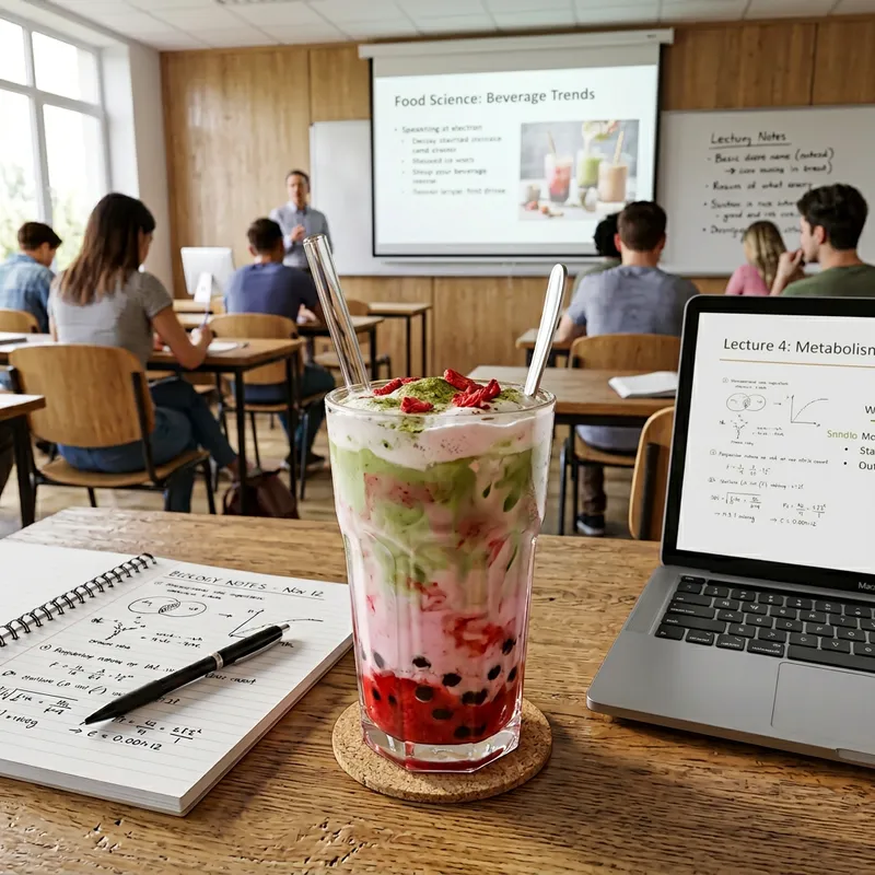 Delicious Strawberry Matcha Milk Tea 3D Graphic