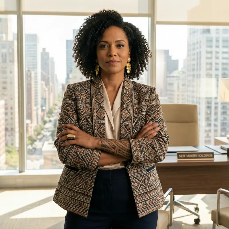 Empowered Afro-Latino Business Mogul in Moorish Fashion