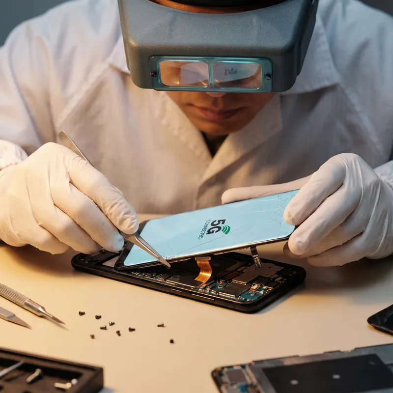 Professional Technician Repairing Oppo A74 5G Screen with Precision