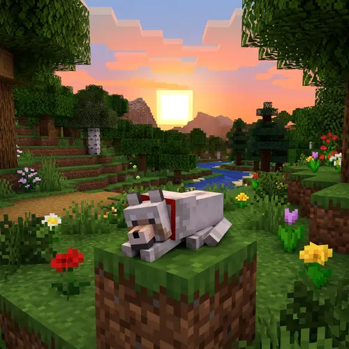 Muerte Perro Minecraft: Peaceful Pixelated Scenes