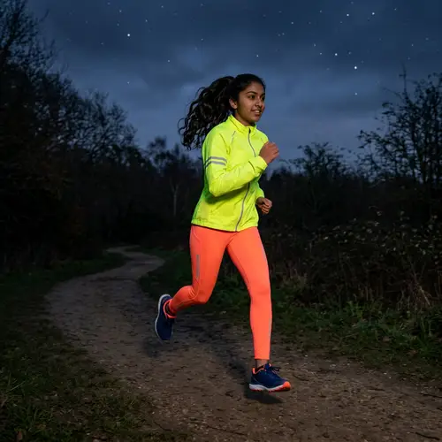 Energetic Teen Girl Sprinting in Twilight | Running at Dusk
