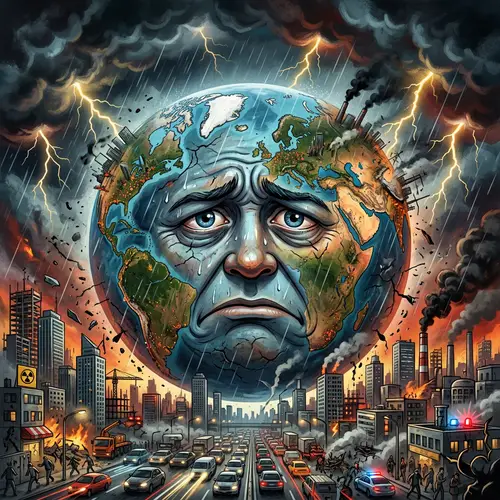 Stressed Earth: A Globe's Expression of Worry