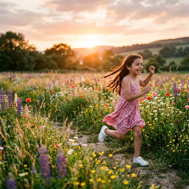Perfect Girl Laughing in Blossoming Meadow Perfect Girl Laughing in Blossoming Meadow