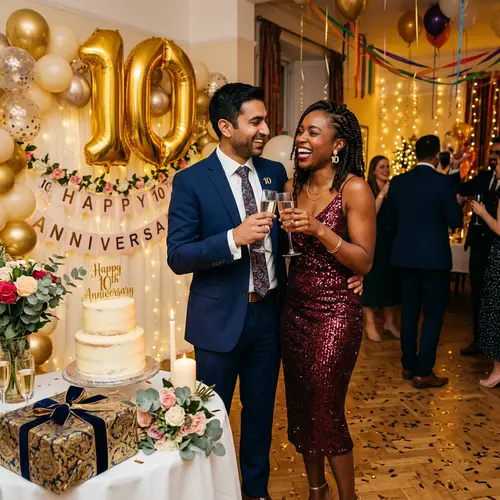 10th Anniversary Celebration: Festive Room with Couple