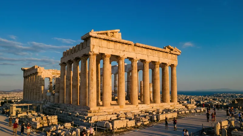 Golden Hour at the Parthenon: A Cinematic View