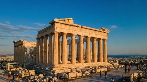 Golden Hour at the Parthenon: A Cinematic View