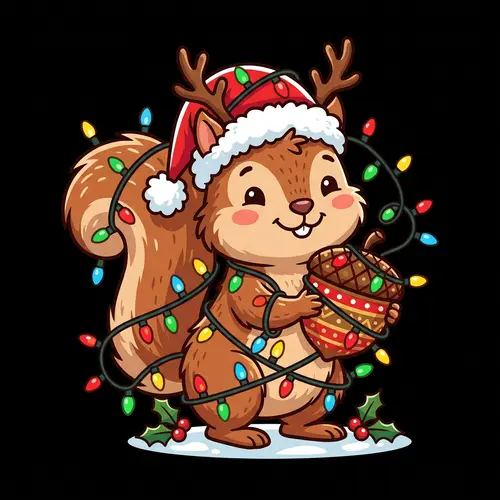Christmas Squirrel Vector Graphic for Festive T-Shirt Printing