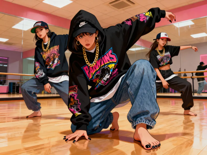 Breakdance in Hip-Hop Style: Young Women in Action Breakdance in Hip-Hop Style: Young Women in Action