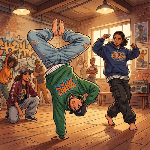 Breakdance in Hip-Hop Style: Young Women in Action