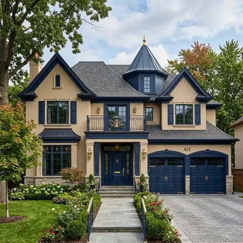 Stunning Beige and Navy Blue House Design