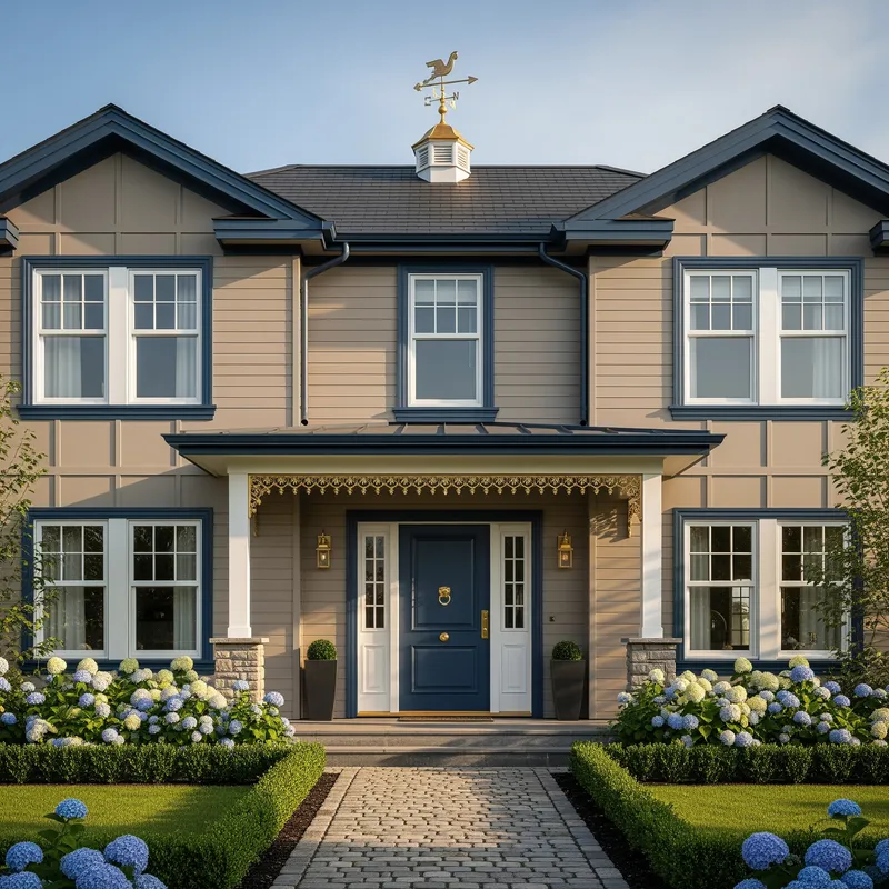 Stunning Beige and Navy Blue House Design