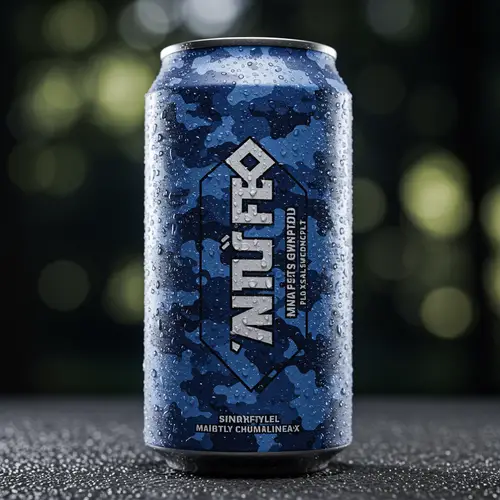 Military Blue Energy Drink - Disruptive Pattern Design