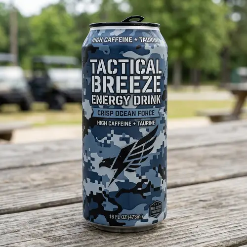 Military Blue Energy Drink - Disruptive Pattern Design