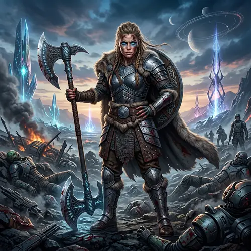 Epic Female Viking Warrior Fantasy Art