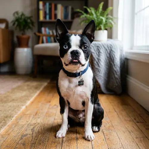 Boston Terrier: Unique Black & White with Blue Eye